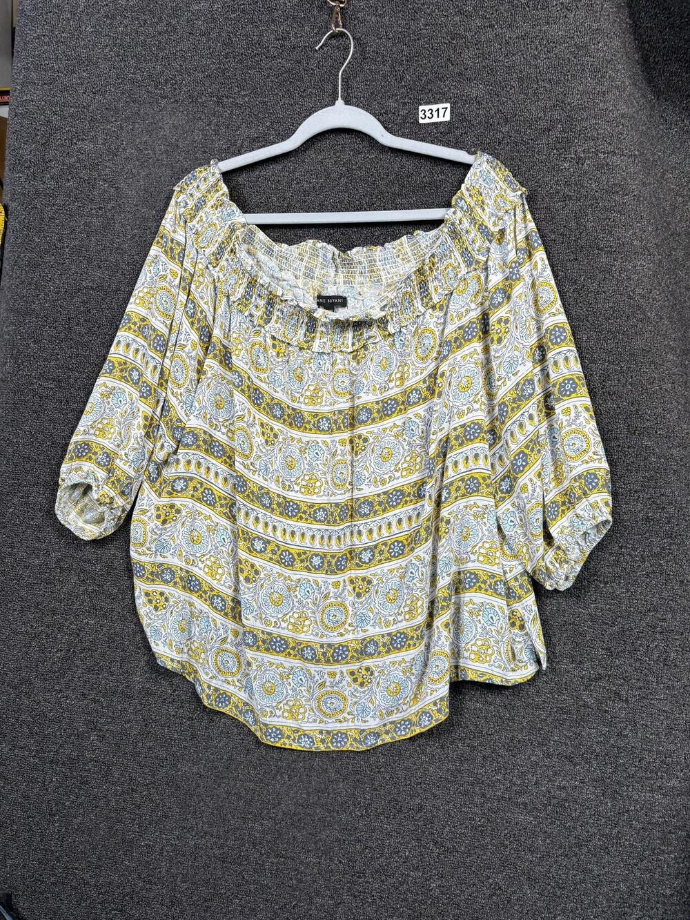 Lane Bryant Blouse Womens 18/20 Peasant Off Shoulder Paisley Rayon Top